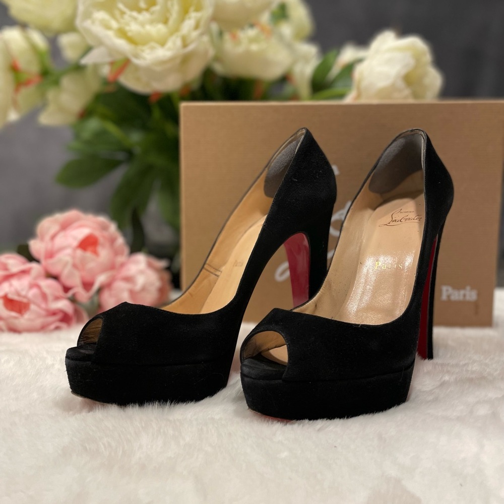 Christian Louboutin Suede Chunk Heels